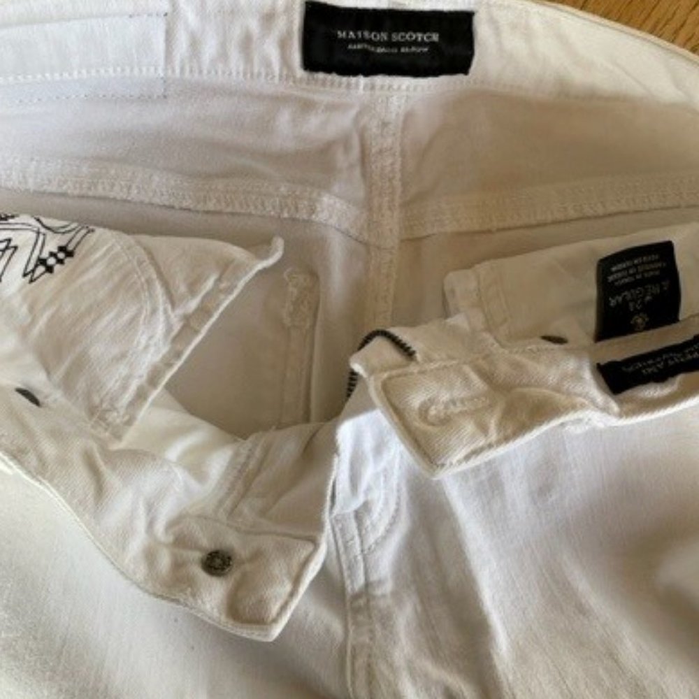 MAISON SCOTCH Amsterdams Blauw SKINNY WHITE JEANS Size 24 Regular, Like New - Picture 10 of 13